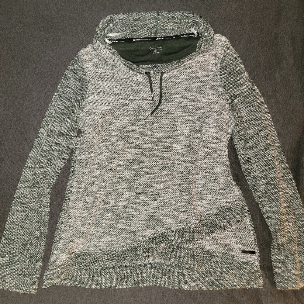 Calvin Klein Cowl Neck Criss-Cross Sweater - XXL - Green/White